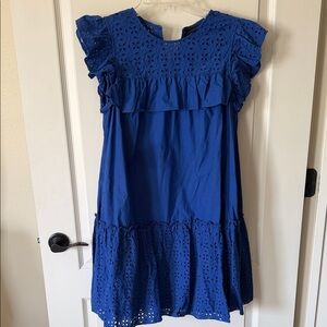 Who What Wear Royal Blue Eyelet Kids Dress